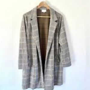 MELLODAY Gray and White Plaid Blazer